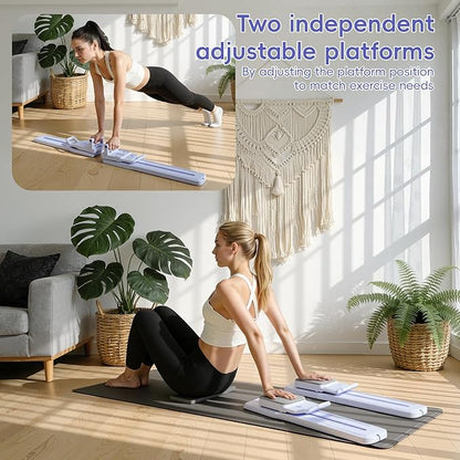 Split Pilates Board with Resistance Bands, Foldable Reformer Equipment Kit for Full Body at Home Workout, 57x5.9x37.4 Inches