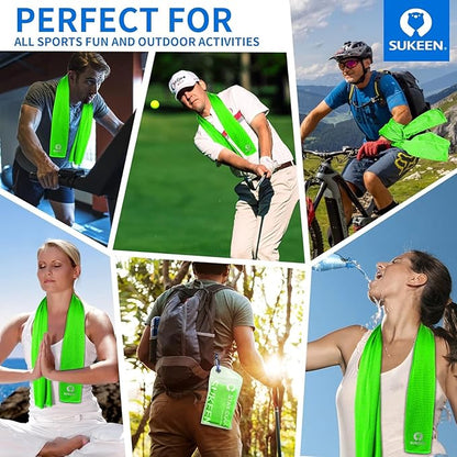 Sukeen 12 Pack Cooling Towels (40"x12"), Soft Breathable Chilly Sweat Towel, Microfiber Cooling Towels for Neck and Face, Gym Towels for Sport, Running, Workout, Camping, Fitness