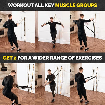 Tribe Lifting Adjustable Resistance Band Anchor - Door Anchor with 5 Loops & Metal Rings, Durable Nylon Strap for Full-Body Workouts