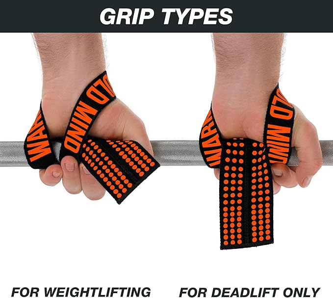 WARM BODY COLD MIND V1 Lifting Wrist Straps for Olympic Weightlifting - Rated at 660 lb - Hand Wraps for Powerlifting, Weight Lifting, Bodybuilding Functional/Cross Training, Deadlift Gym Bar, Cotton