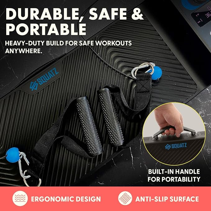 SQUATZ Multifunctional Push-Up Board Workout System w/ LED Display – Portable Home Gym Equipment, Bluetooth Connectivity, Resistance Training Device, Full Body Workout, 4 Training Modes, Durable(Blue)