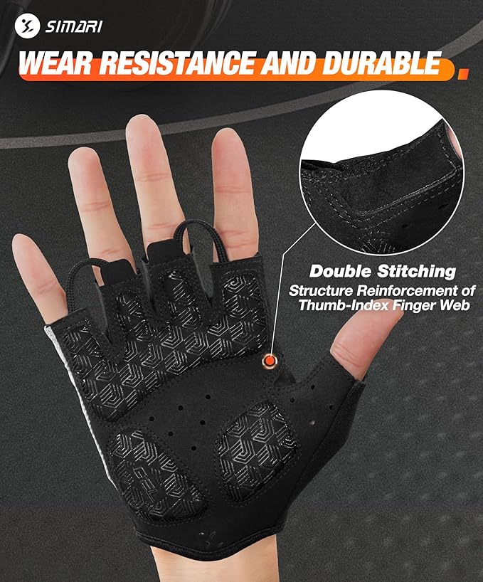 SIMARI GEL Pad Cycling Gloves for Men & Women, Workout Gloves with Cushion, Breathable, Grip, Gift for Gym Exercise, Biking, Weight Lifting Training, Fitness, Black, Pink, Cyan, White Size XS S M L XL