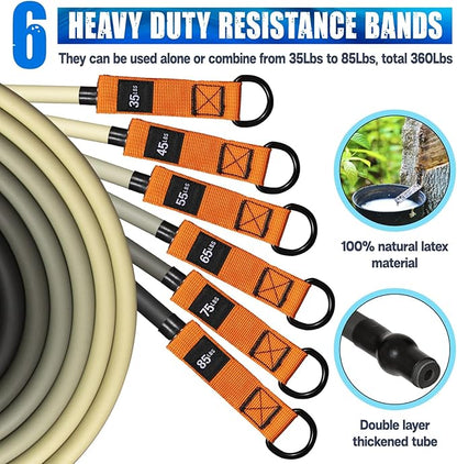 Resistance Bands Set - Heavy Exercise Bands with Handles, Door Anchor, Ankle Straps - Fitness Bands for Working Out Men - Workout Bands Set for Muscle Training