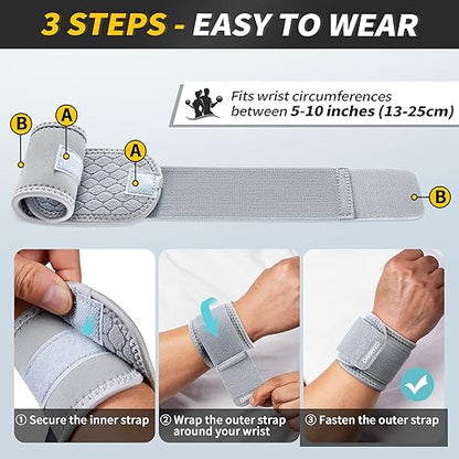 CAMBIVO Wrist Wraps for Men and Women 2 Pack, Adjustable Compression Wrist Brace for Carpal Tunnel, Wrist Support, Pain Relief, Lifting Straps Wrist Bands for Fitness, Weightlifting, Gym Workout