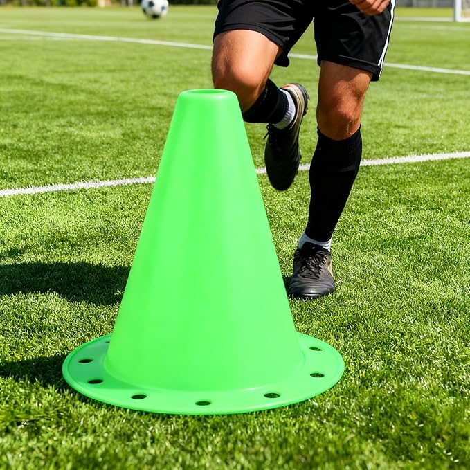 10-Pack Football Training Cones, Bracket Accessories, Obstacle Marking Set