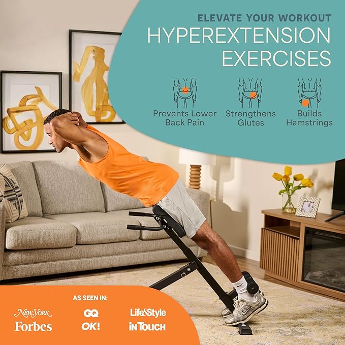 Lifepro SculptTrainer Roman Chair – Hyperextension Bench for Strength Training – Adjustable Back Extension Machine, Ab Bench & Foldable Sit-Up Bench for Athletes, Core Work & Home Gym Workouts