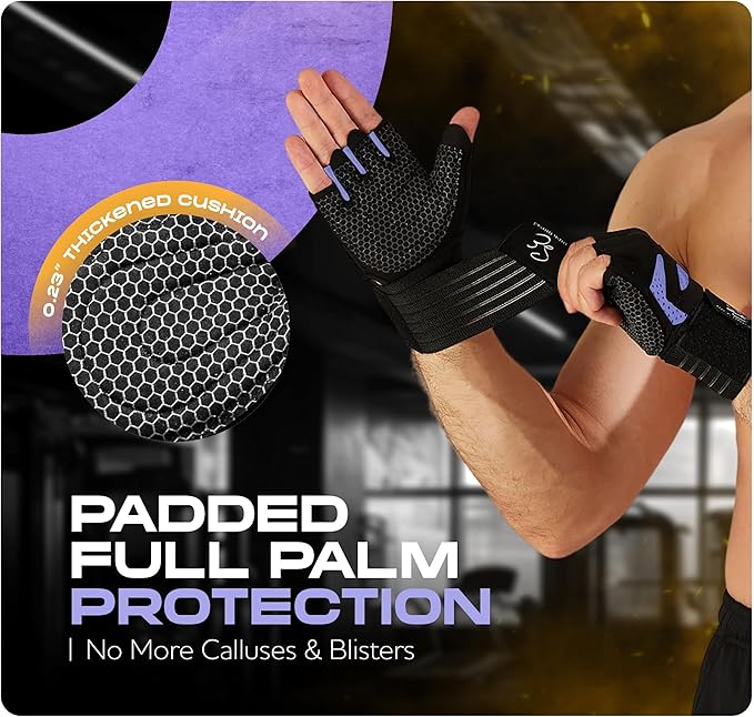 Special Essentials Weight Lifting Gloves for Men & Women – Fingerless Workout Gloves with Non-Slip Grip & Palm Padding for Gym, Training, Cycling & Fitness