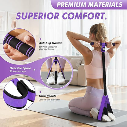Pedal Resistance Band with Handle | Upgraded 55LBS Exercise Resistance Bands for Core, Abs, Legs, Glutes, Arms, Strength, Physical Therapy, Pilates, Sit Up Workout Equipment for Women Home Gym