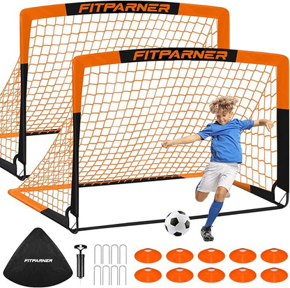 Kids Soccer Goals for Backyard Set - 2 Pack of Portable Pop Up Soccer Nets with Ball,Cones,Complete Training Equipment Kit for Toddler,Youth,Kids Age 3-14,Outdoor Sports Game