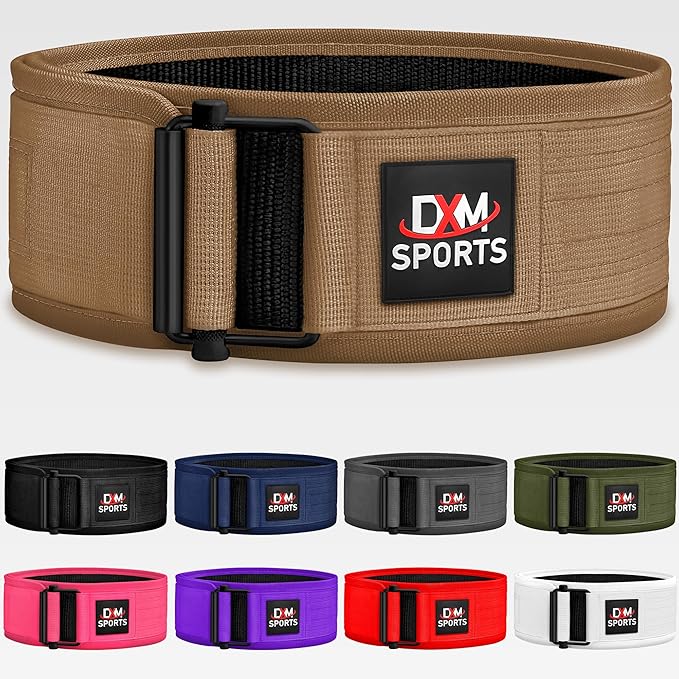 DXM SPORTS Self-Locking Weight Lifting Belt - Men Women Gym Fitness Strength Training, Bodybuilding Powerlifting Weightlifting Workout, Deadlift Squat, Pro Exercise Belt