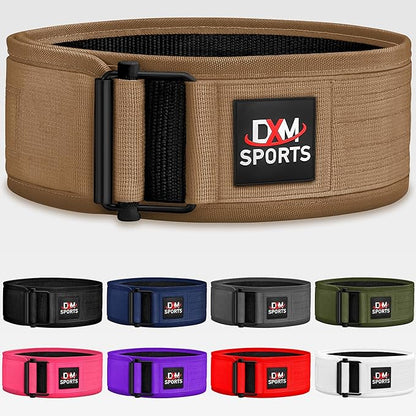 DXM SPORTS Self-Locking Weight Lifting Belt - Men Women Gym Fitness Strength Training, Bodybuilding Powerlifting Weightlifting Workout, Deadlift Squat, Pro Exercise Belt
