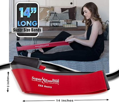 USA 14" x 3" Extra Long Latex Free Mini Loop Bands in 3, 5, 10 Pack Sets. 10 Strengths for Resistance Training, Stretching, Yoga, Toning. Plus an Exclusive iPhone App and E-Book.