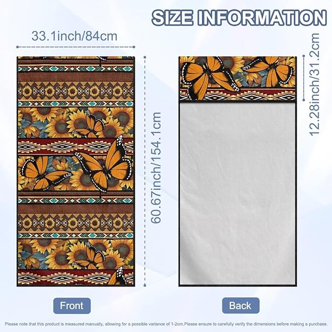 Bulopur Sweat Towel Car Seat Cover Aztec Sunflower Butterfly Post-Work Running Athletic Beach Towel Machine Washable Lightweight Breathable Floral Car Interior Accessories