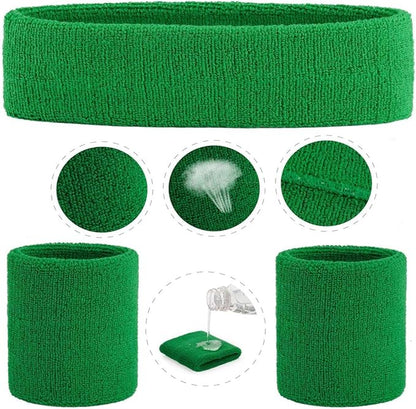 ONUPGO Sweatband Set Sports Headband Wristband Set Sweatbands Terry Cloth Wristband Wrist Sweatband Headbands Moisture Wicking Sweat Absorbing Head Band