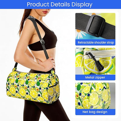 C&F BOGMOST Small Gym Bag for Women & Men,Small Lightweight Duffel Bag Carry On Bags Mini Duffel Travel Bag Waterproof Sports Bags for Workout/Sport/Trave,Fruit Lemon