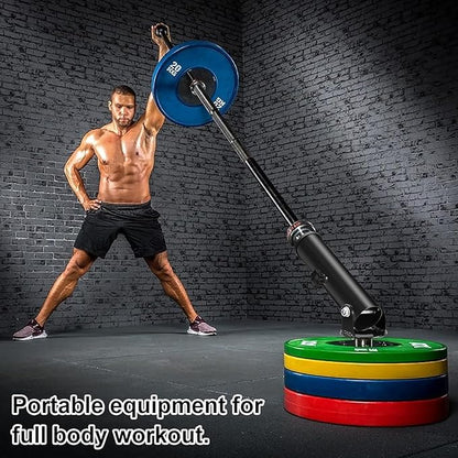 Deadlift Jack Barbell Stand with T Bar Row Landmine (Fit 2 inch Olympic Weight Plates) Set, Carbon Steel Made, Home Gym