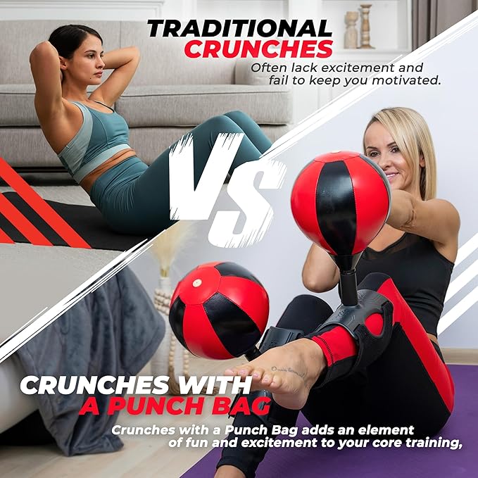 Abs Workout Equipment Punching Bag for Adults – Fun Sit Up Exercise Equipment for Crunches – Speed Punching Bag Crunches, Leg Trainer, Waist Trainer for Home Workout, Office, Fitness Gifts