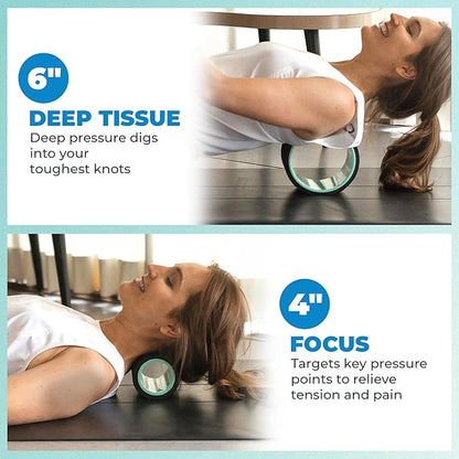 Chirp Wheel Foam Roller – Targeted Back & Neck Relief, Lumbar Spine Stretcher, Spinal Decompression Back Stretcher, Massage Roller with Density Foam for Physical Therapy, Supports 500lbs, 2-Pack Mint