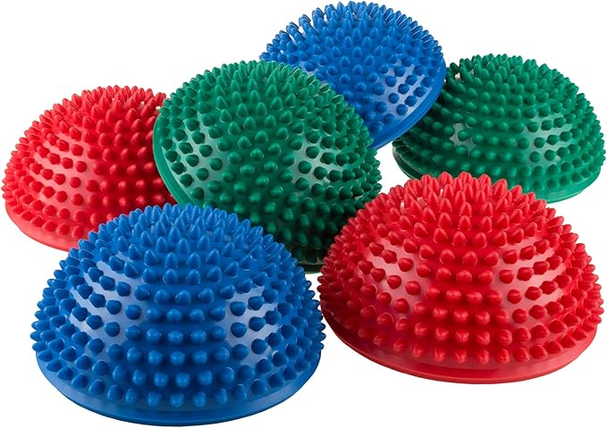 HEY! PLAY! Balance Pods- Hedgehog Style Balancing and Stability Half Dome Stepping Stones for Exercise- Set of 6 for Kids and Adults