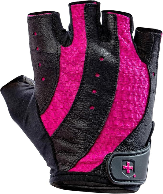 Harbinger Women's Pro Gloves with Vented Cushioned Leather Palm for Weightlifting, Training, Fitness, and Gym Workouts
