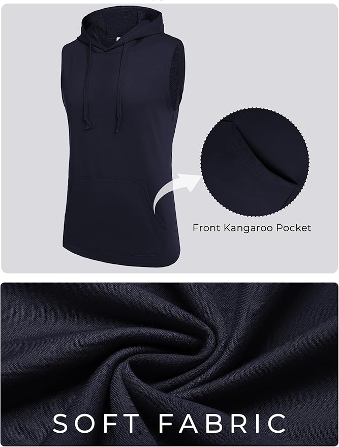 COOFANDY Mens Sleeveless Workout Hoodie Shorts Set 2 Piece Outfits Hooded Tank Tops Gym Tracksuit Sweatsuits
