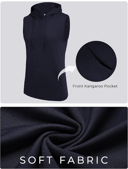 COOFANDY Mens Sleeveless Workout Hoodie Shorts Set 2 Piece Outfits Hooded Tank Tops Gym Tracksuit Sweatsuits