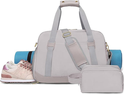 Sports Gym Bag for Women, Travel Duffle Bag with Shoe Compartment & Wet Pocket, Fitness Yoga Bag