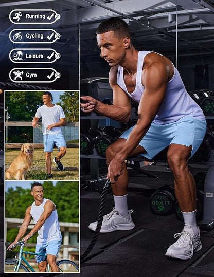 COOFANDY Mens Gym Athletic Shorts with Zipper Pockets Quick Dry 7" Workout Running Training Shorts