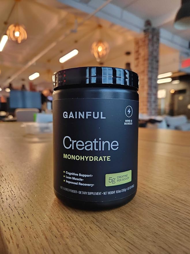 Gainful Creatine Powder, Post Workout Amino Acid Supplement, Muscle, Energy & Focus Support, 5g Creatine Monohydrate, Unflavored, 60 Servings