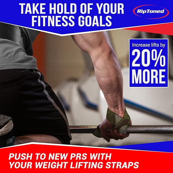 Rip Toned Performance Wrist Straps for Weightlifting – 23" Padded Lifting Straps for Men & Women – Cotton Gym Straps for Deadlifts, Strength Training, Bodybuilding & Powerlifting