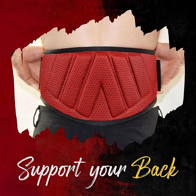 Weight lifting Belt 6 Inch Auto-Lock Curved Padded Back Lumbar Support Gym Belt for Fitness Exercise Bodybuilding Powerlifting Workouts Deadlifts Squats & Weightlifting Men Women
