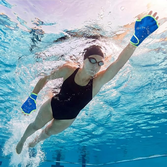Water Aerobics Set for Aquatic Exercise 1 Pair Swimming Glove 2 Pcs Foam Swim Aquatic Cuffs Water Weights Pool Resistance Fitness Equipment for Swimming Training Workouts
