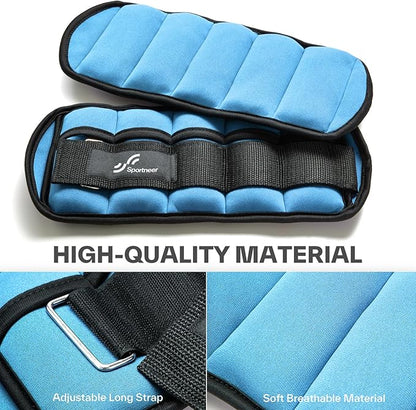 Sportneer Adjustable Ankle/Wrist Weights for Men Women Kids, Weighted Leg & Cuff Strength Training for Yoga Walking Running Aerobics Gym Fitness Physical Therapy