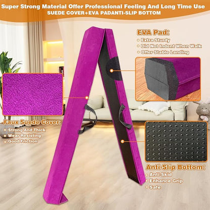 MARFULA 6 FT / 8 FT / 9 FT Folding Gymnastics Beam Foam Balance Floor Beam - Extra Firm - Suede Cover - Anti Slip Bottom with Carry Bag for Kids/Adults Home Use