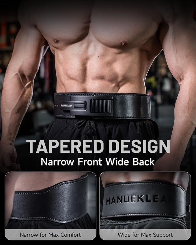 MANUEKLEAR Tapered Lever Weight Lifting Belt, 10MM Quick Locking Lever Belt Weightlifting Men, Lifting Belt Lever for Powerlifting & Deadlifts