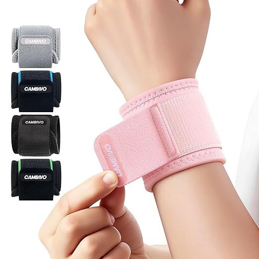 CAMBIVO Wrist Wraps for Men and Women 2 Pack, Adjustable Compression Wrist Brace for Carpal Tunnel, Wrist Support, Pain Relief, Lifting Straps Wrist Bands for Fitness, Weightlifting, Gym Workout