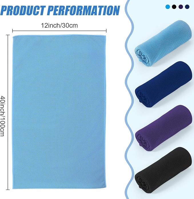 4 Pack Ice Towel Quick Dry Gym Fitness Yoga Tennis Cycling Running Hiking Workout Sweat Cooling Towel for Neck and Face(Multicolor-02)