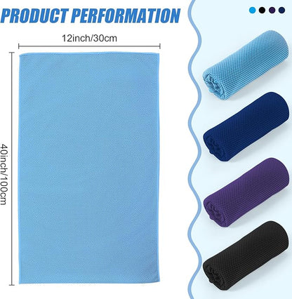 4 Pack Ice Towel Quick Dry Gym Fitness Yoga Tennis Cycling Running Hiking Workout Sweat Cooling Towel for Neck and Face(Multicolor-02)