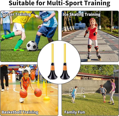Obstacle Cones for Basketball Football and Sports Training, 10pcs Cones and 10pcs Poles with Carry Bag, Basketball Cones and Soccer Agility Poles for Soccer Basketball Speed Training