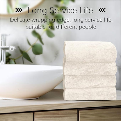 Cosy Family 6 Pack Ultra Soft Microfiber Absorbent Hand Towel, Silk Hemming Towels for Bathroom - Quick Drying - Perfect for Bath, Fitness, Gym, Shower, Hotel, and Spa - 16x28 Inch, Cream