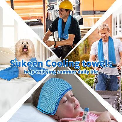 Sukeen Cooling Towels(40"x12") for Neck & Head, Soft Breathable Chilly Towel for Yoga, Golf, Gym, Camping, Running, Workout & More Activities