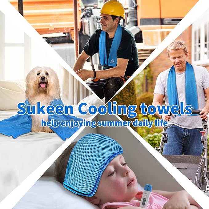 Sukeen Cooling Towels(40"x12") for Neck & Head, Soft Breathable Chilly Towel for Yoga, Golf, Gym, Camping, Running, Workout & More Activities