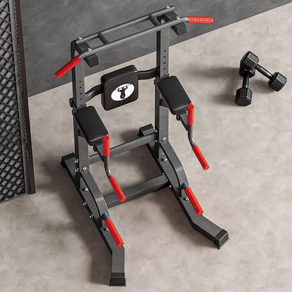 soges Pull Up Bar Dip Station, Power Tower with A Backrest, Adjustable Height Pull Up Bar Stand, Multi-Function Home Gym Strength Training