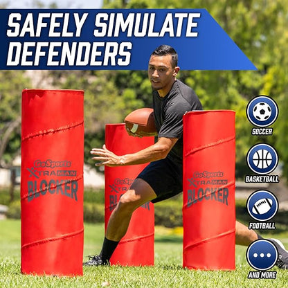 GoSports XTRAMAN Blocker Pop-Up Defenders 3 Pack - Regular Size Multi-Sport Blocking Dummy - Training Equipment for Basketball, Football, & Soccer