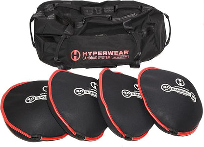 HYPERWEAR Adjustable Sandbag System, Heavy-Duty with Handles & Pre-Filled SandBell Filler Sandbags (25, 40, 80, 160 lbs)