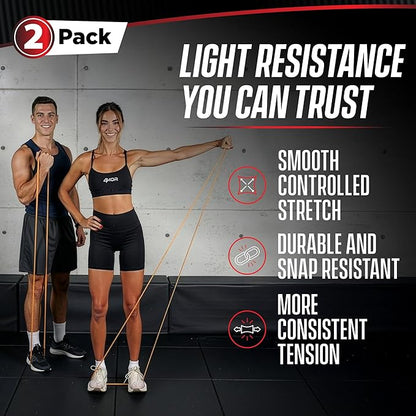 4KOR Fitness 41” Resistance Loop Band - Pair of 2 Orange Resistance Bands (5 to 15 Pounds - 0.25 inches Wide) for Mobility, Yoga, Physical Therapy, Pull Ups, Home or Gym Workouts and More