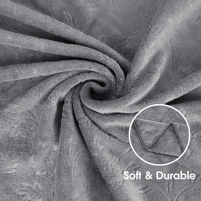 JML Pack of 2 Large Bath Towels Set, 30" x 60", Fast Drying, Soft Super Absorbent Oversized Microfiber Towel for Body, Use for Hotel, Salon, Yoga, Gym,Spa, Sauna, Shower, Pool, Sport - Grey Floral
