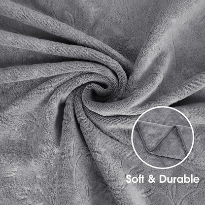 JML Pack of 2 Large Bath Towels Set, 30" x 60", Fast Drying, Soft Super Absorbent Oversized Microfiber Towel for Body, Use for Hotel, Salon, Yoga, Gym,Spa, Sauna, Shower, Pool, Sport - Grey Floral