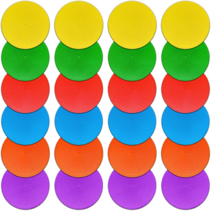 4 inch/9 Inch Colored Poly Spot Marker 12 Pcs, Non-Slip Rubber Agility Markers Flat Field Cones Floor Dots for Football, Basketball Training Markers, Dance Practice and Drills with Flat Cones Points