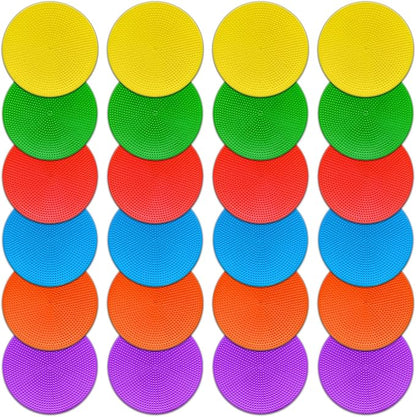 4 inch/9 Inch Colored Poly Spot Marker 12 Pcs, Non-Slip Rubber Agility Markers Flat Field Cones Floor Dots for Football, Basketball Training Markers, Dance Practice and Drills with Flat Cones Points